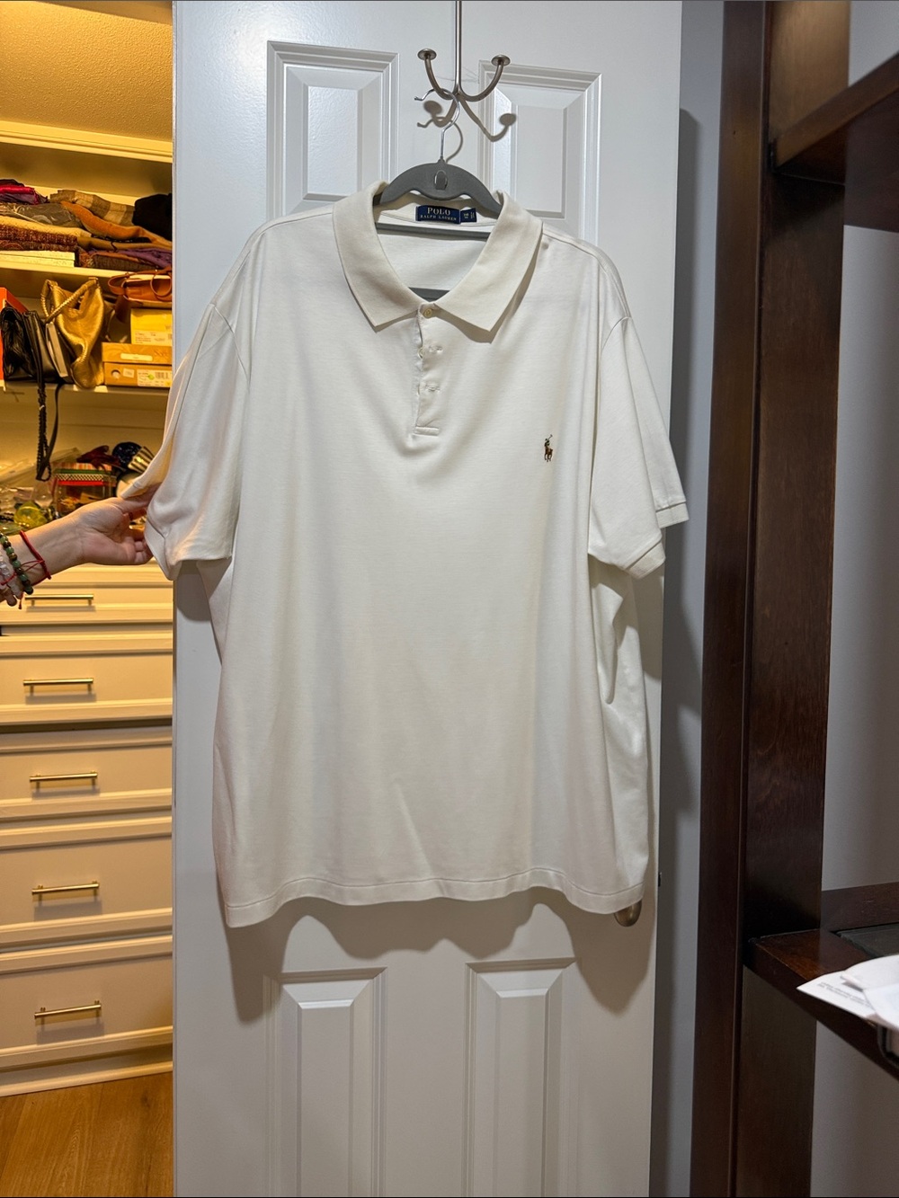 Ralph Lauren Men’s Cream Polo Shirt with Embroidered Pony